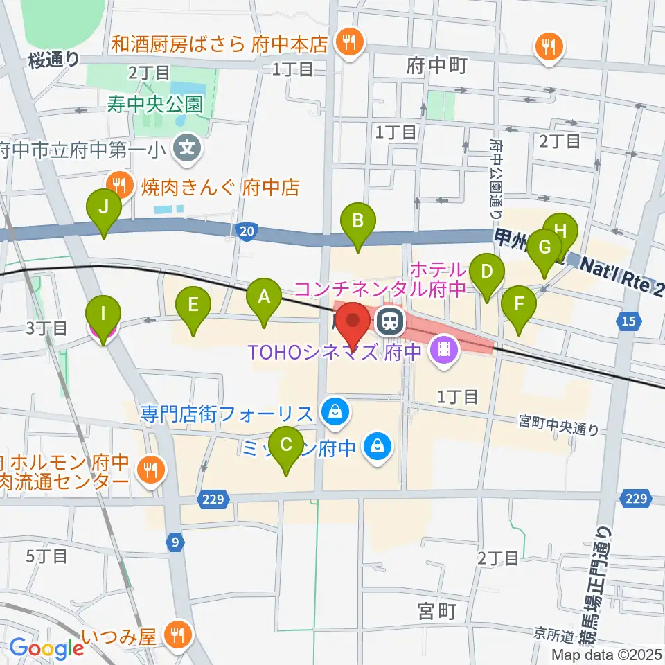 宮地楽器 MUSIC JOY府中周辺のホテル一覧地図