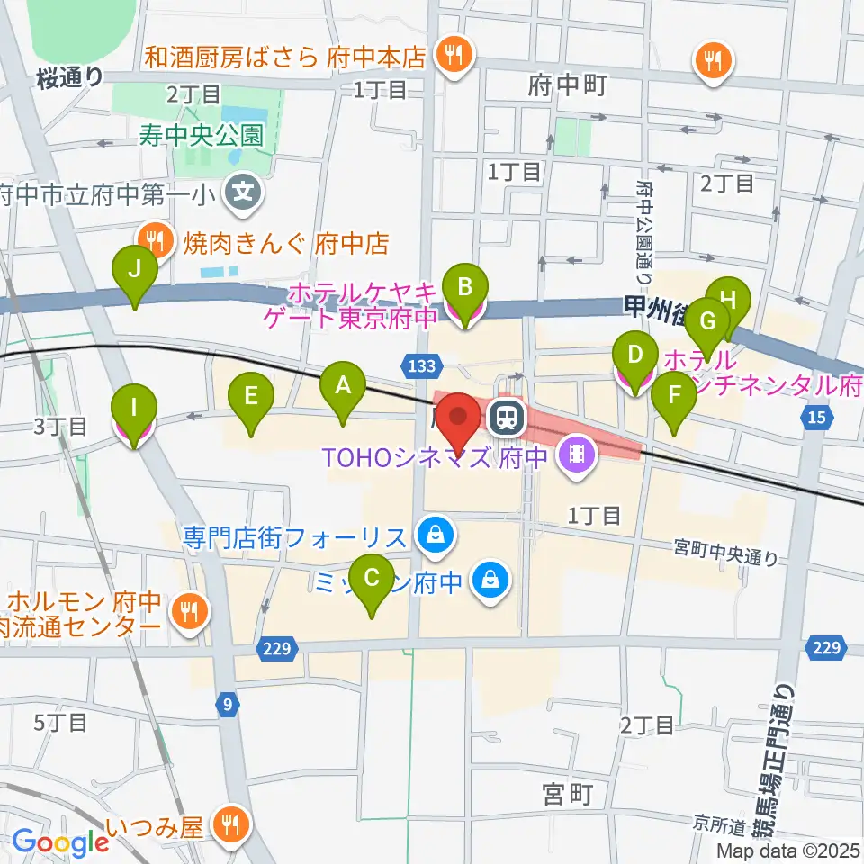 宮地楽器 MUSIC JOY府中周辺のホテル一覧地図