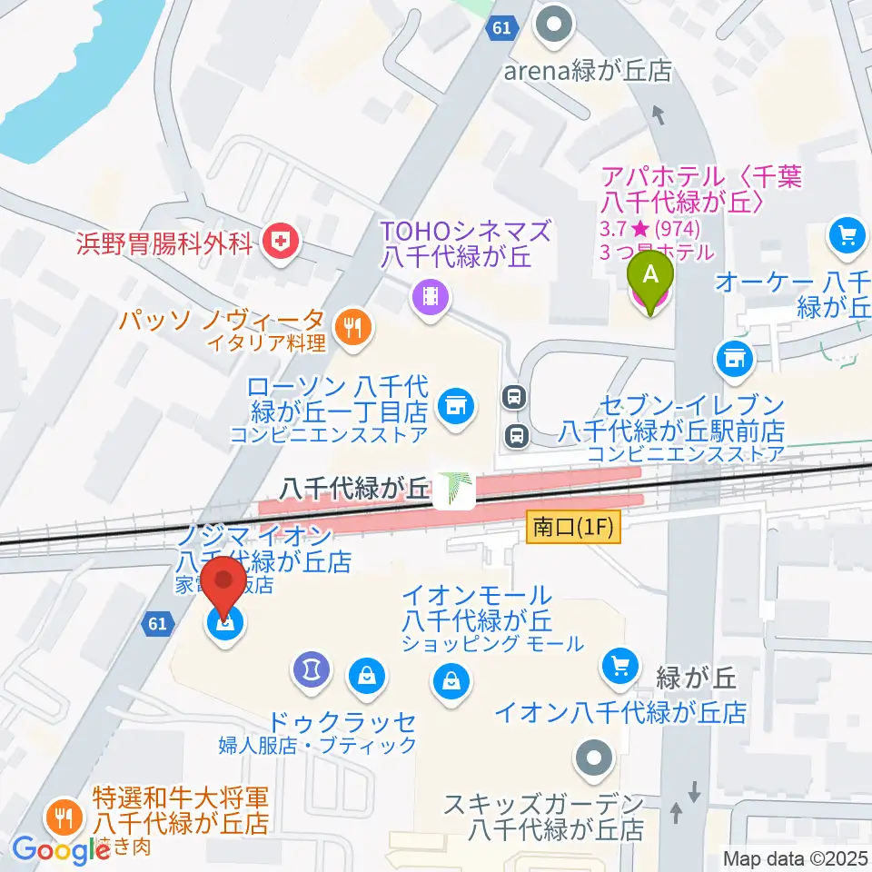 島村楽器 イオンモール八千代緑が丘店周辺のホテル一覧地図