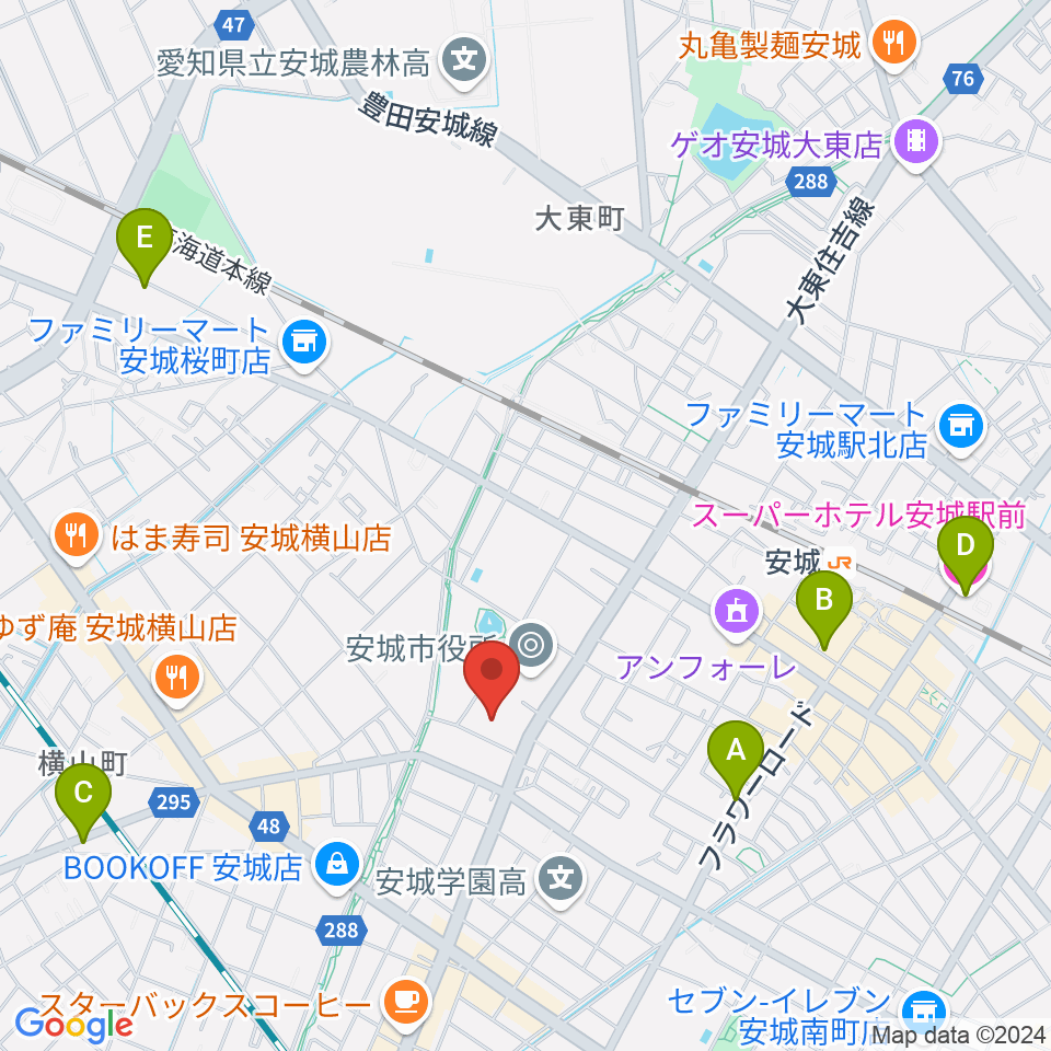 安城市民会館周辺のホテル一覧地図