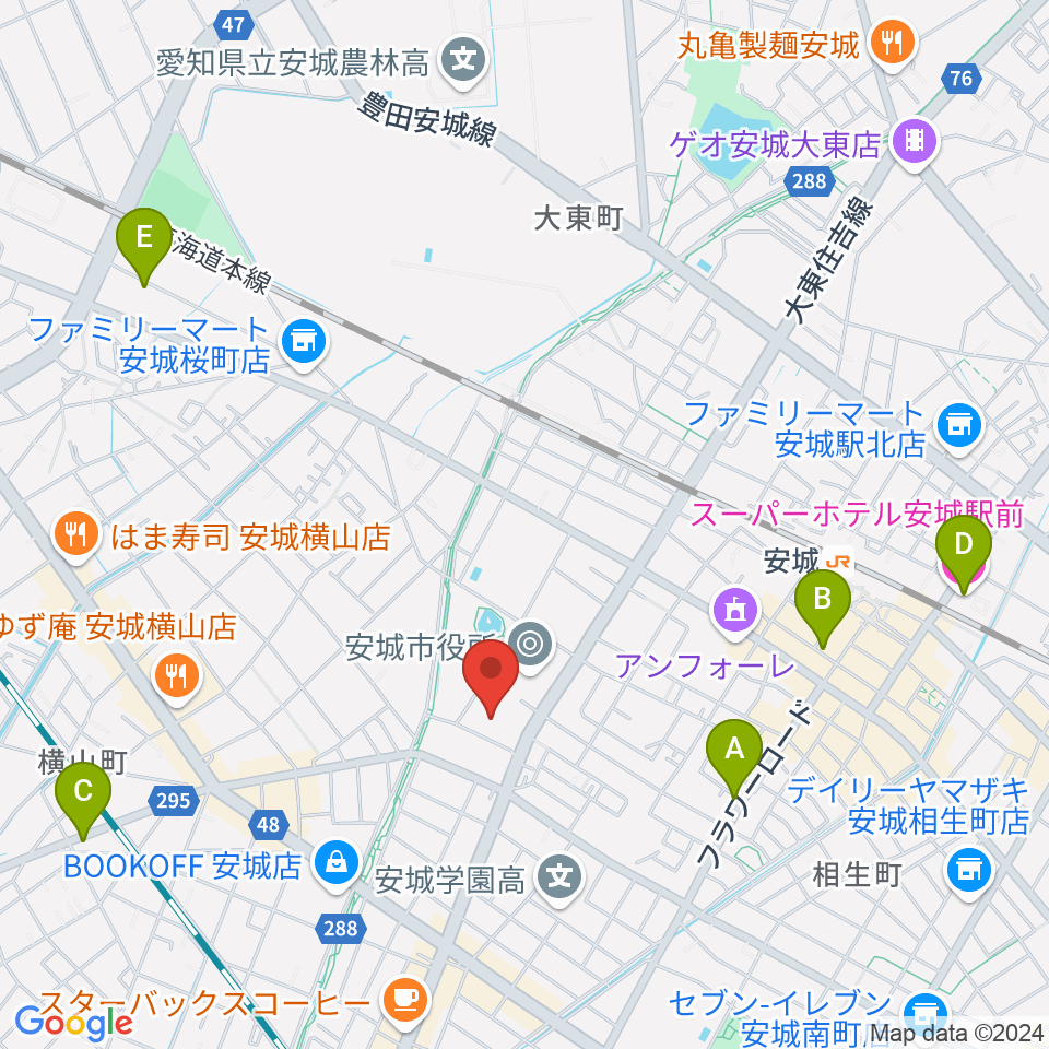 安城市民会館周辺のホテル一覧地図