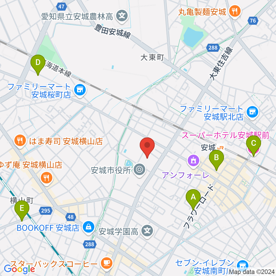 へきしんギャラクシープラザ（安城市文化センター）周辺のホテル一覧地図