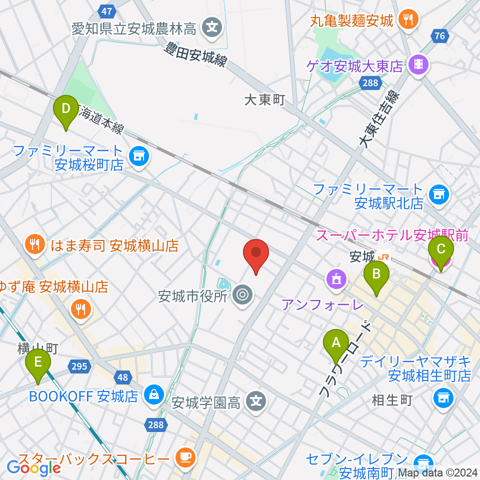 へきしんギャラクシープラザ（安城市文化センター）周辺のホテル一覧地図