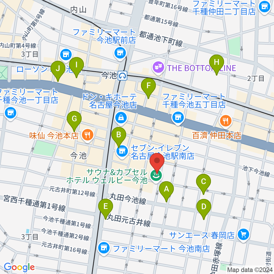 今池イマーゴ周辺のホテル一覧地図