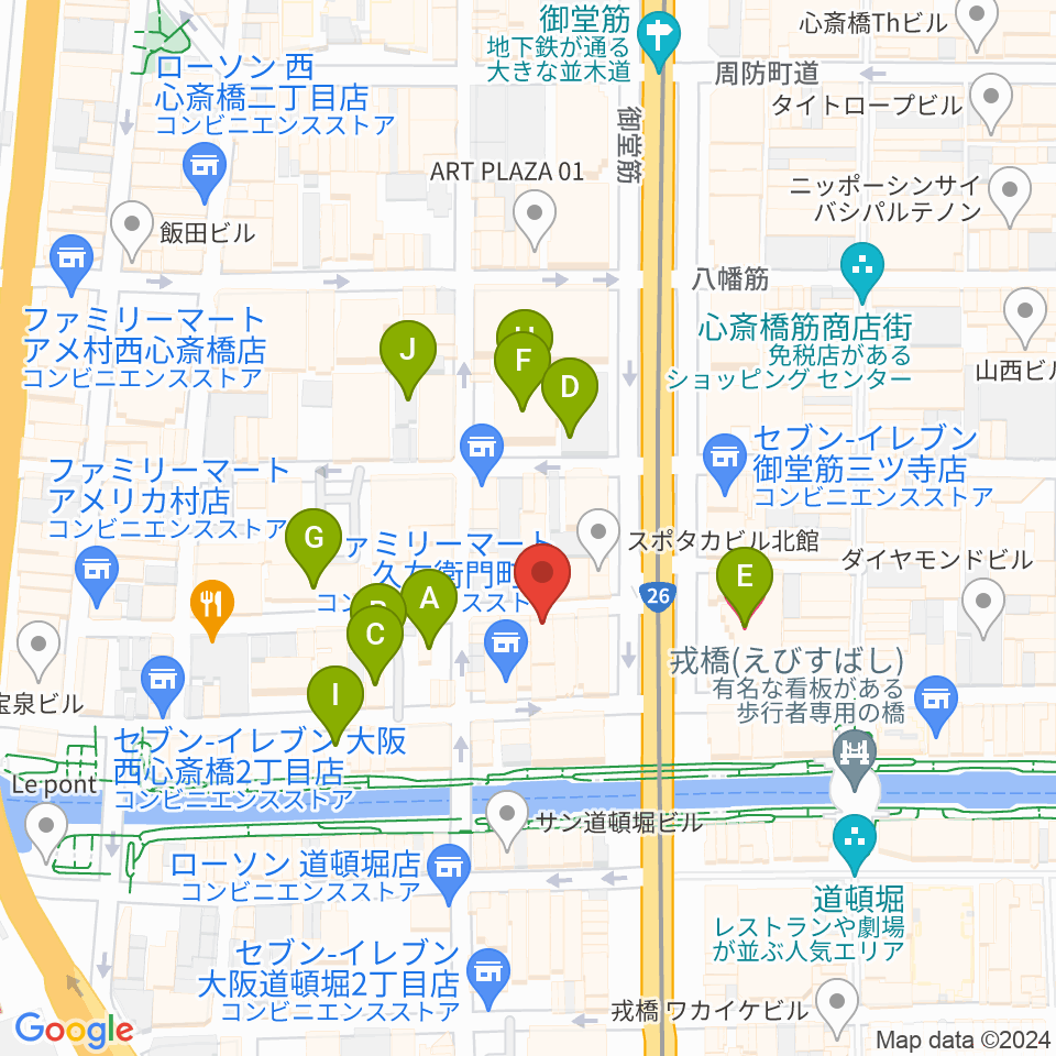 心斎橋PANHEAD GROOVE周辺のホテル一覧地図