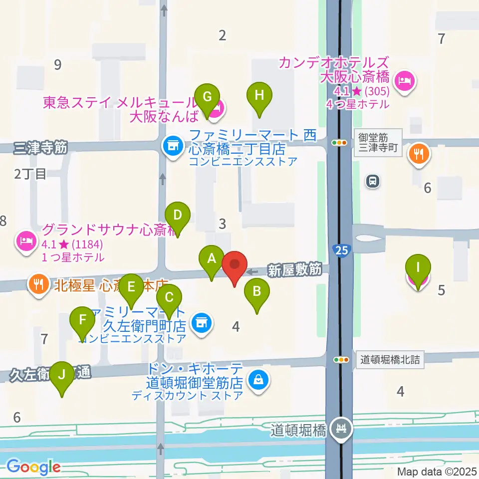 心斎橋PANHEAD GROOVE周辺のホテル一覧地図