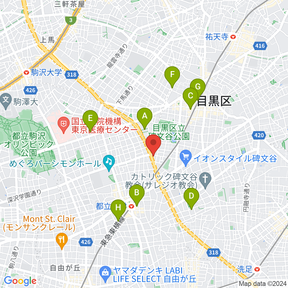 サウンドスタジオノア 学芸大店周辺のホテル一覧地図