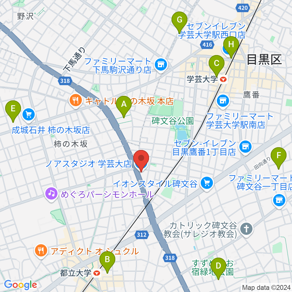 サウンドスタジオノア 学芸大店周辺のホテル一覧地図