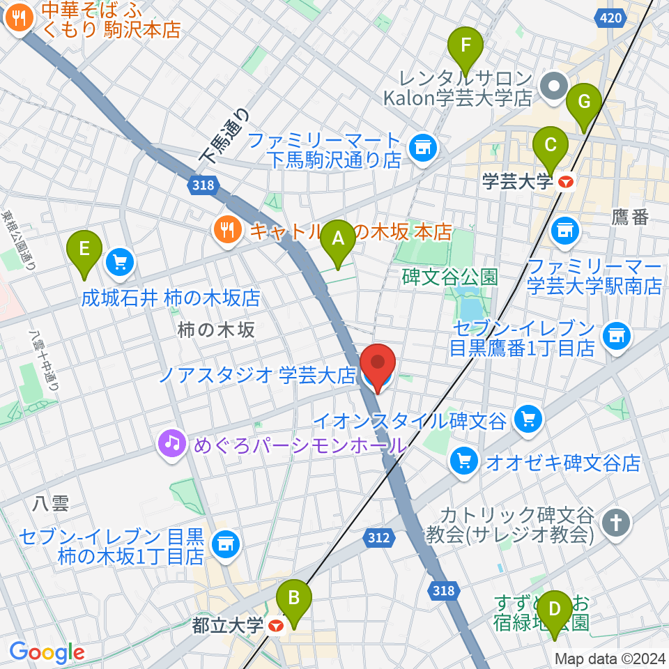 サウンドスタジオノア 学芸大店周辺のホテル一覧地図