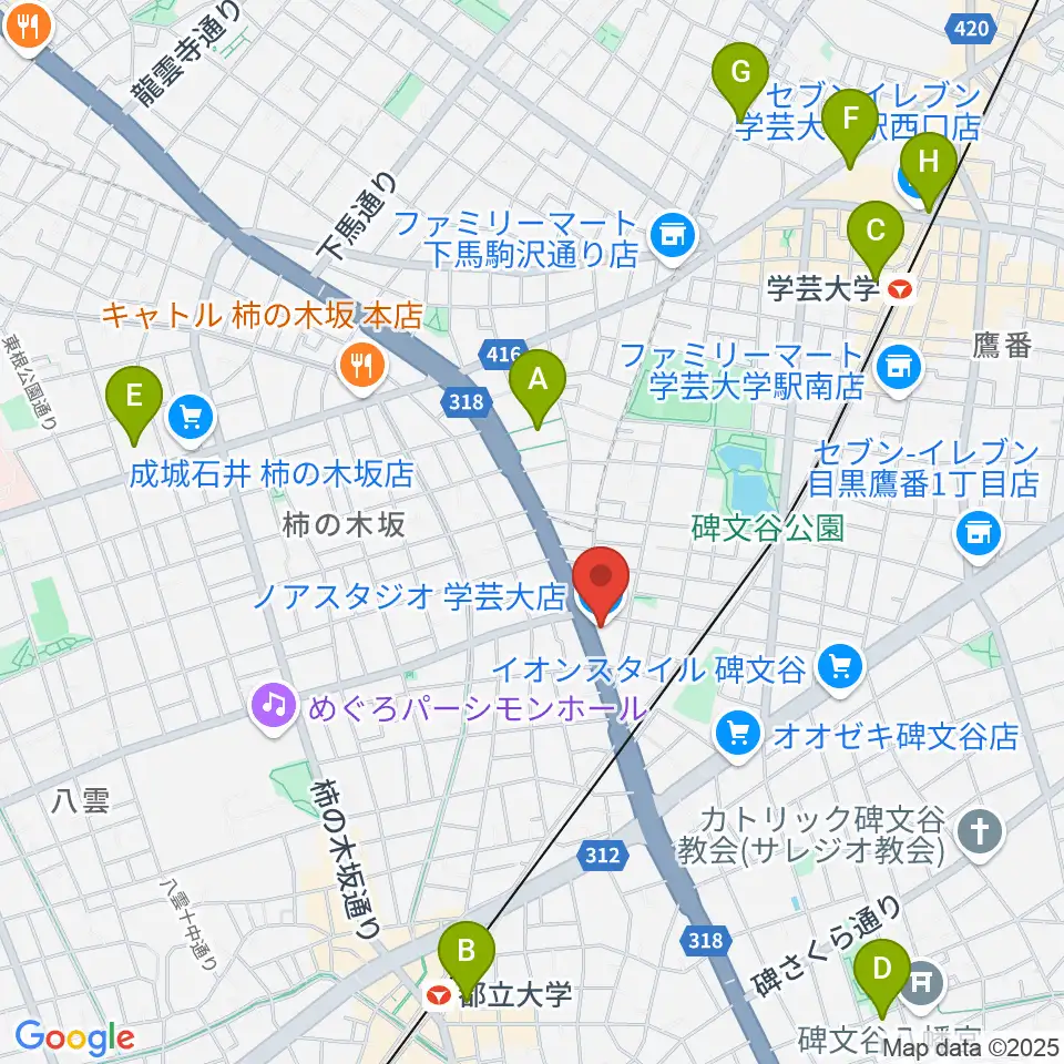 サウンドスタジオノア 学芸大店周辺のホテル一覧地図