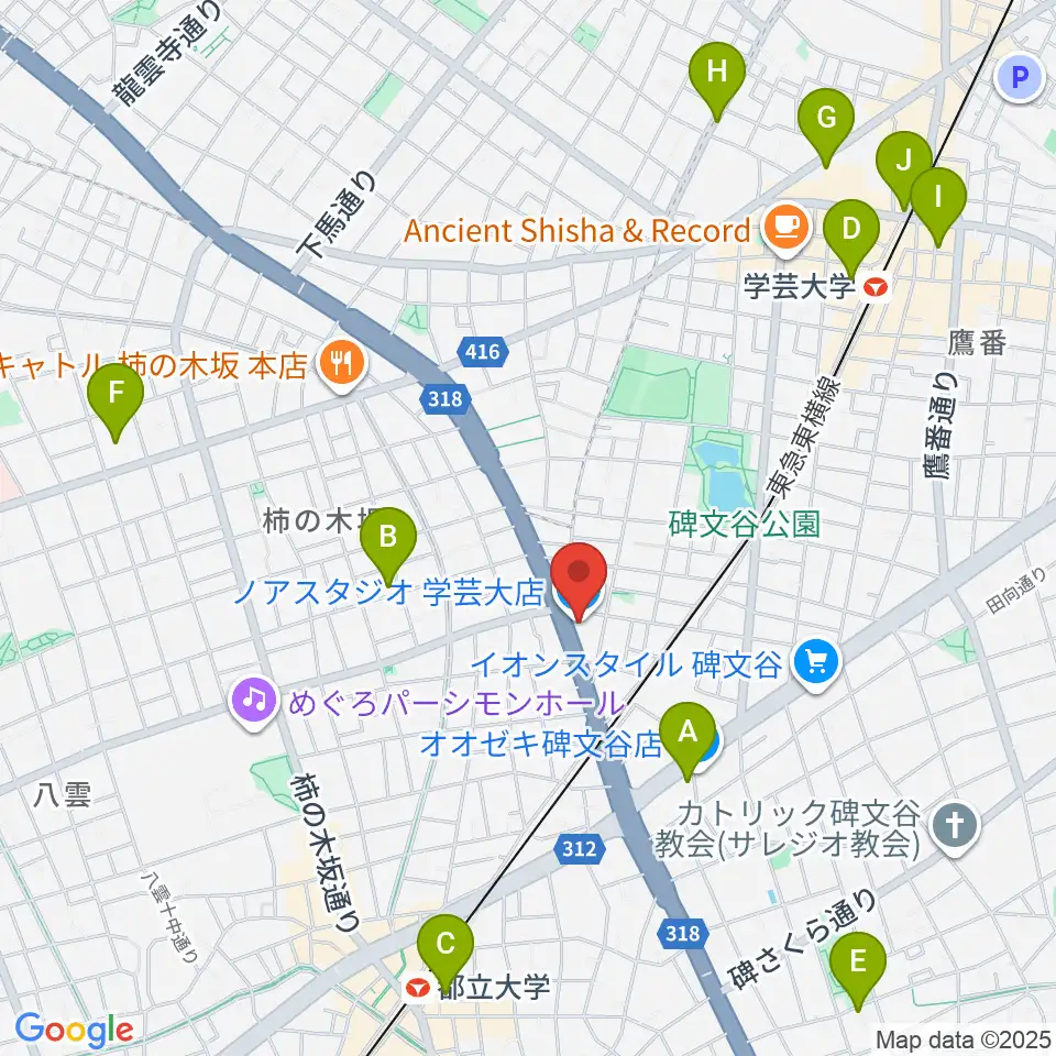 サウンドスタジオノア 学芸大店周辺のホテル一覧地図