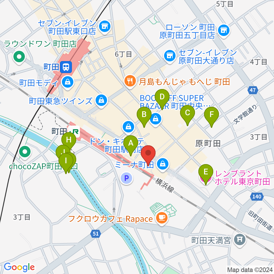 町田市文化交流センター周辺のホテル一覧地図