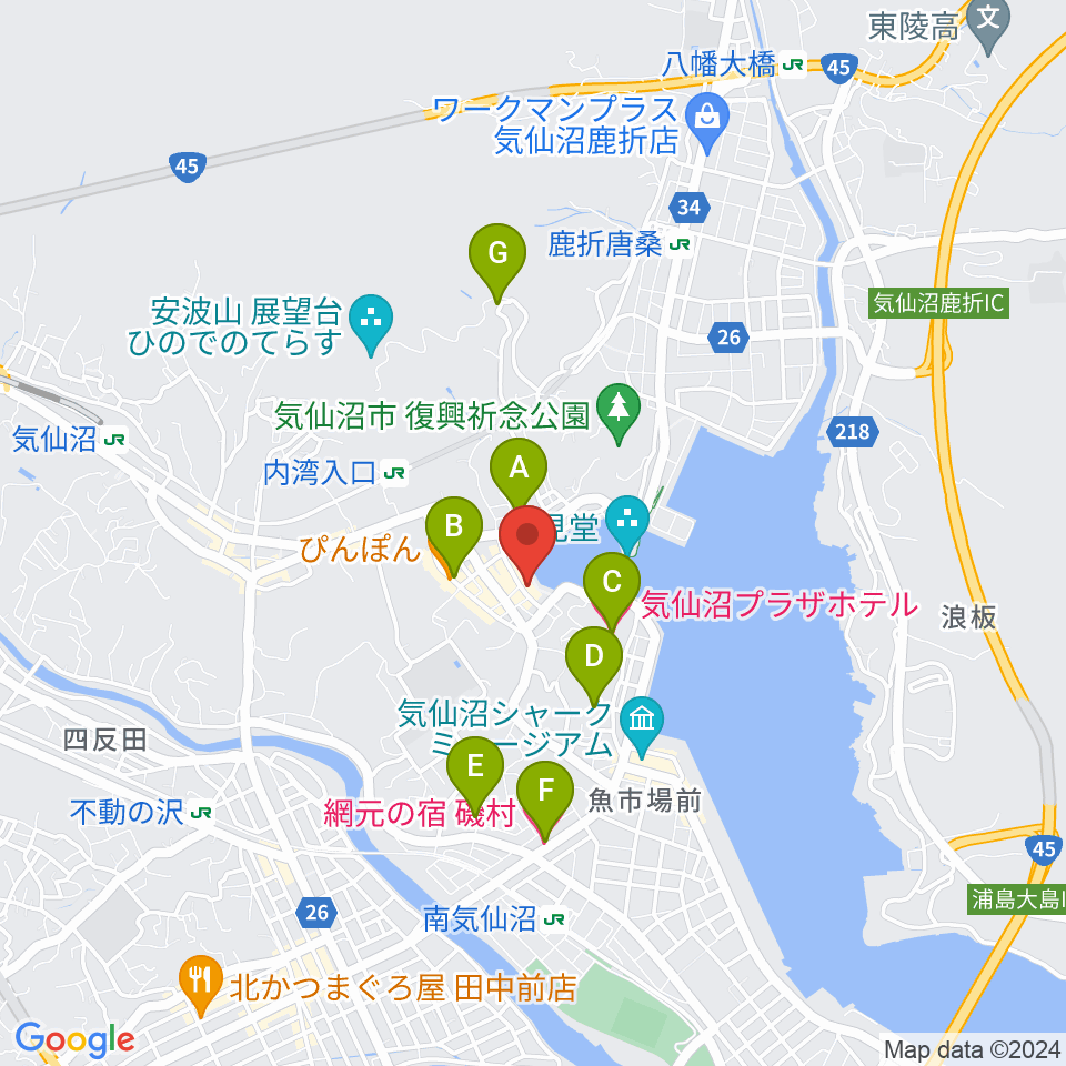 ラヂオ気仙沼 ぎょっとエフエム周辺のホテル一覧地図