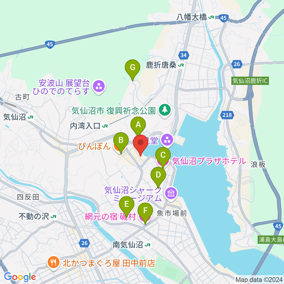 ラヂオ気仙沼 ぎょっとエフエム周辺のホテル一覧地図