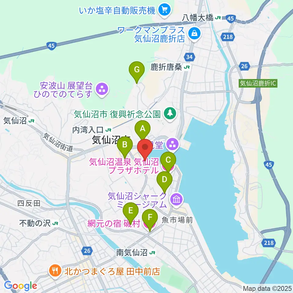 ラヂオ気仙沼 ぎょっとエフエム周辺のホテル一覧地図