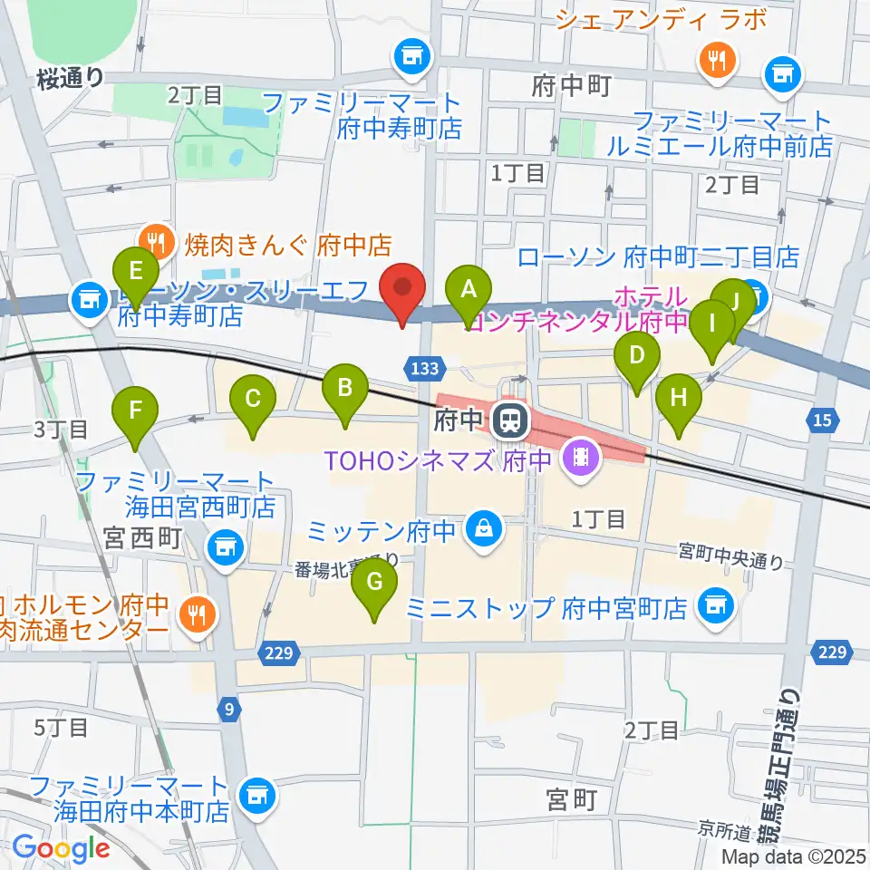 府中コパデカフェ周辺のホテル一覧地図
