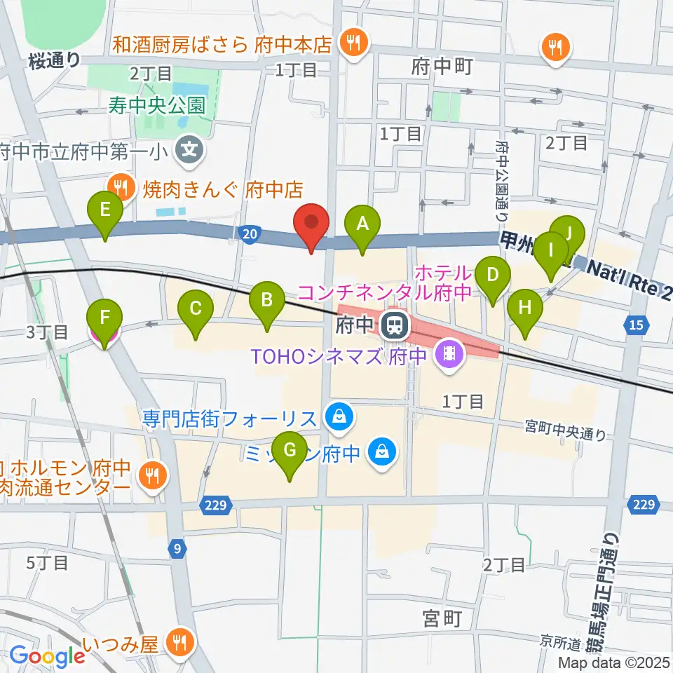府中コパデカフェ周辺のホテル一覧地図