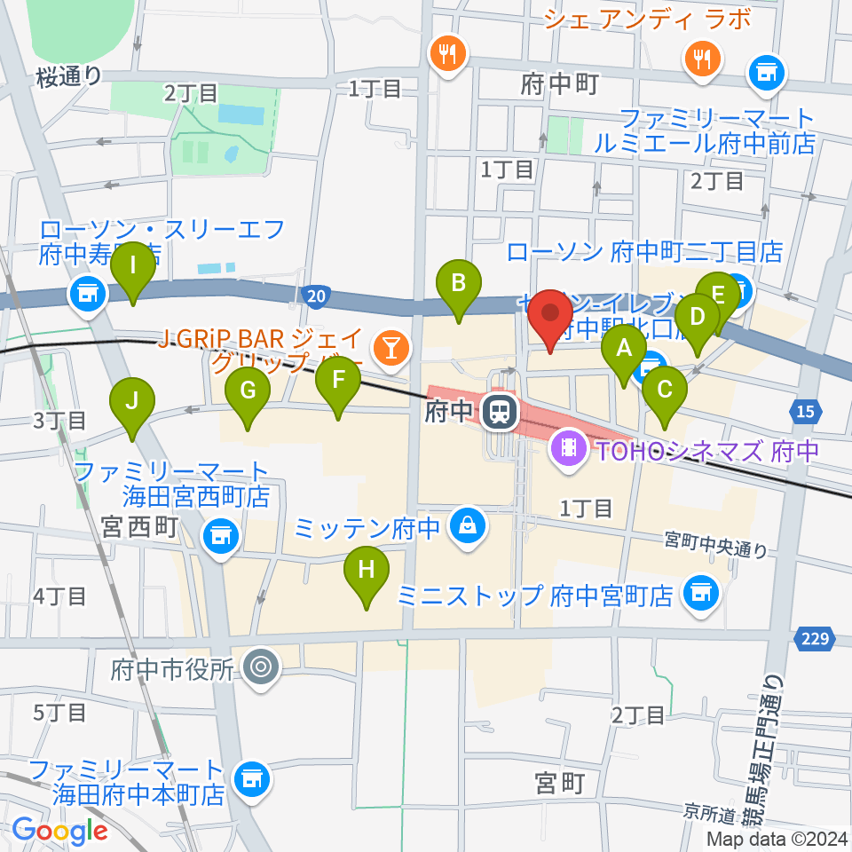 カワイ音楽教室 府中駅前センター周辺のホテル一覧地図