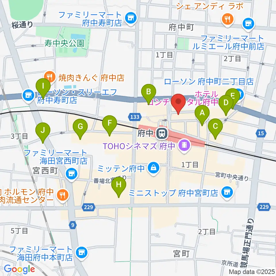 カワイ音楽教室 府中駅前センター周辺のホテル一覧地図
