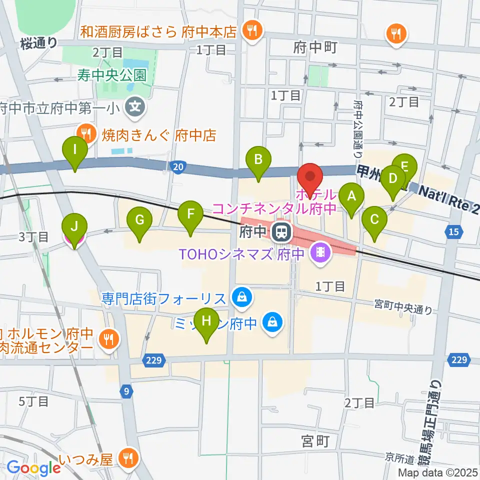 カワイ音楽教室 府中駅前センター周辺のホテル一覧地図