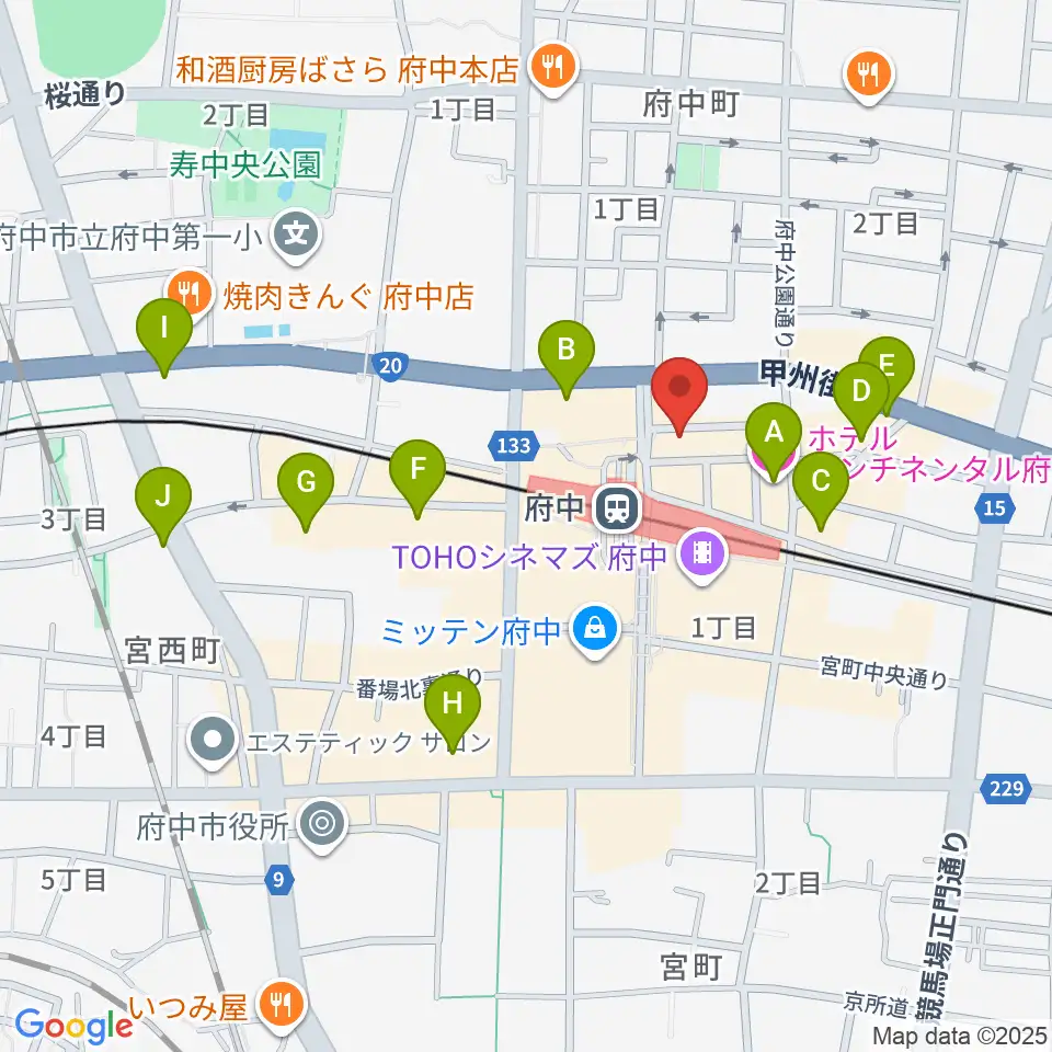 カワイ音楽教室 府中駅前センター周辺のホテル一覧地図