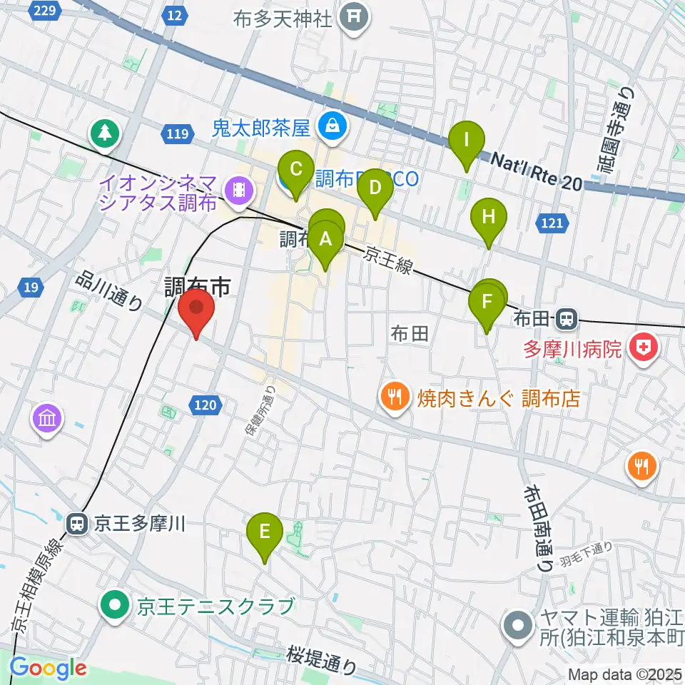 調布ヴァイオリン周辺のホテル一覧地図