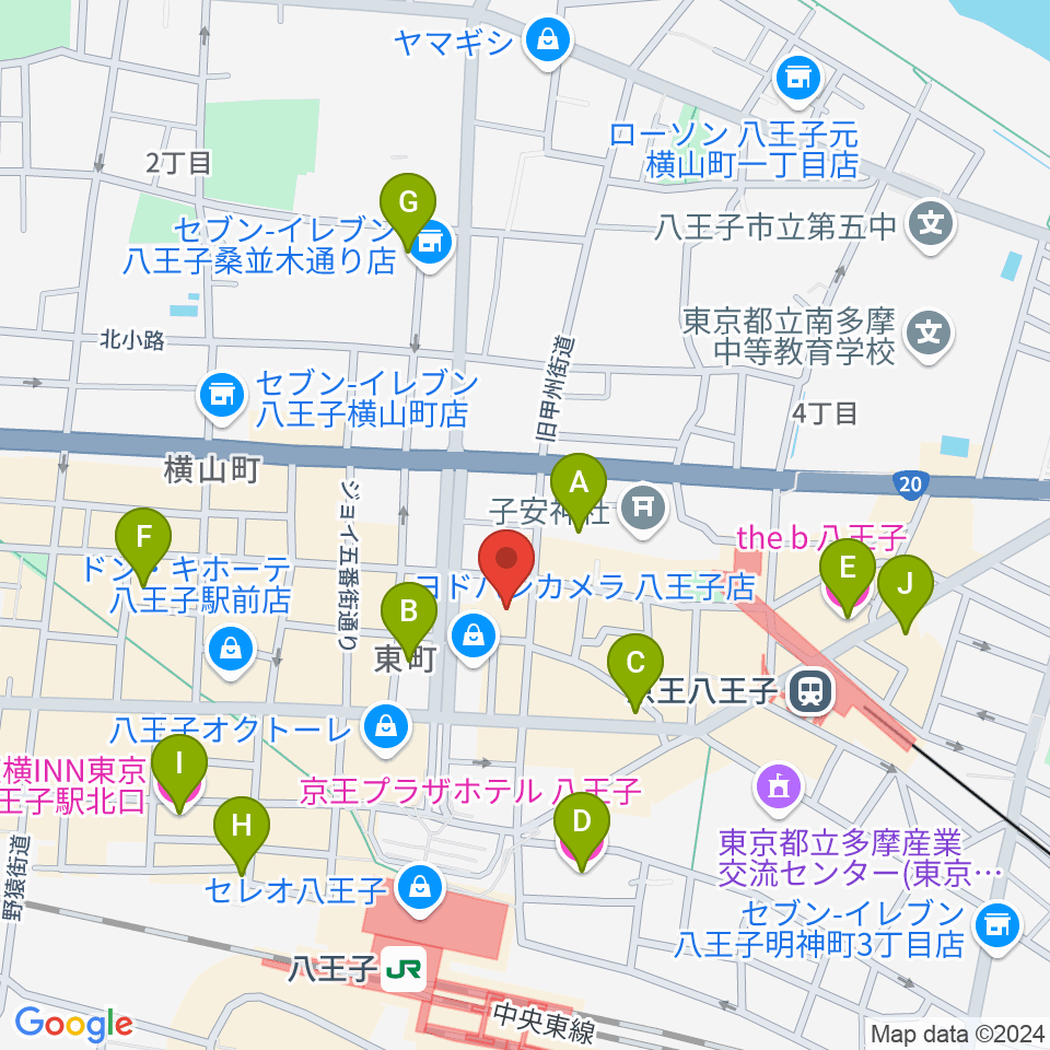 八王子クリエイトホール周辺のホテル一覧地図