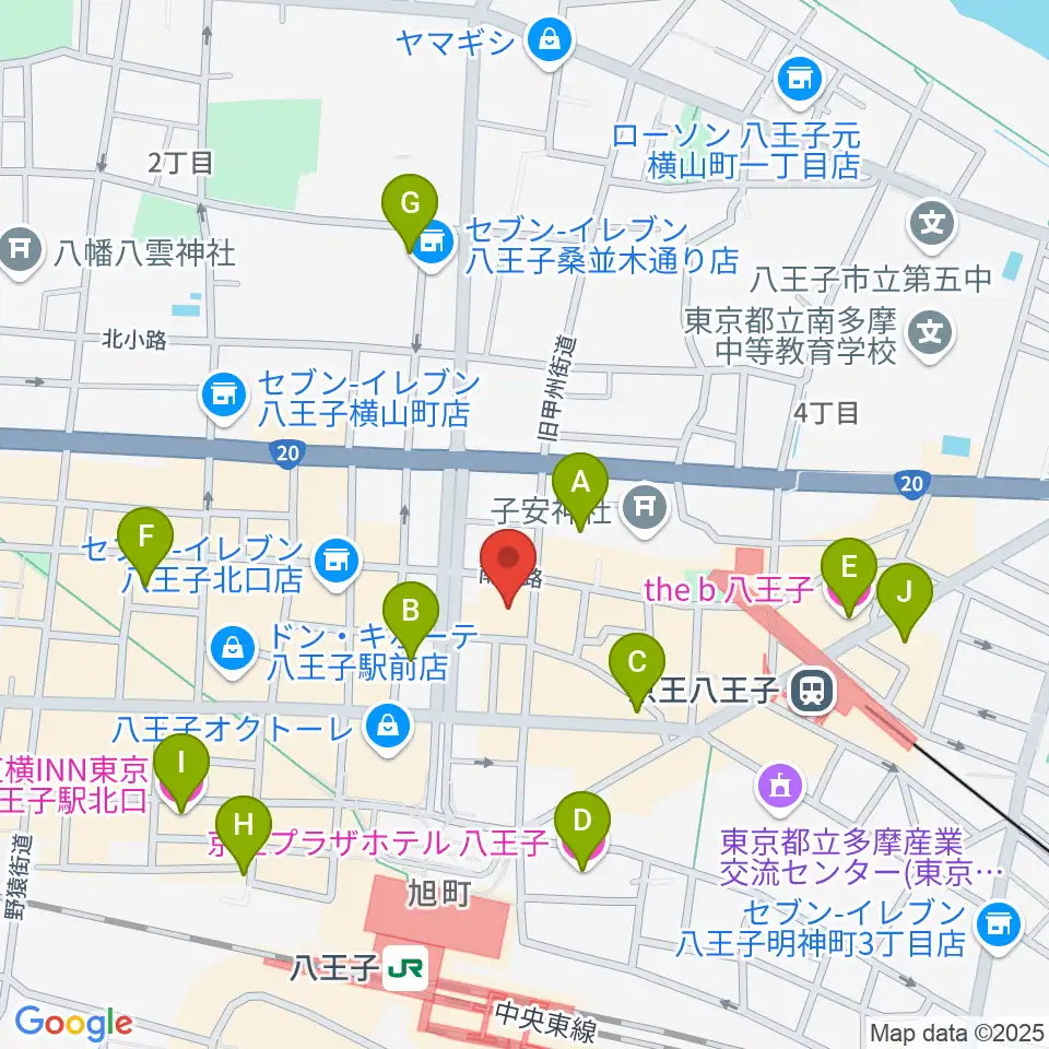 八王子クリエイトホール周辺のホテル一覧地図