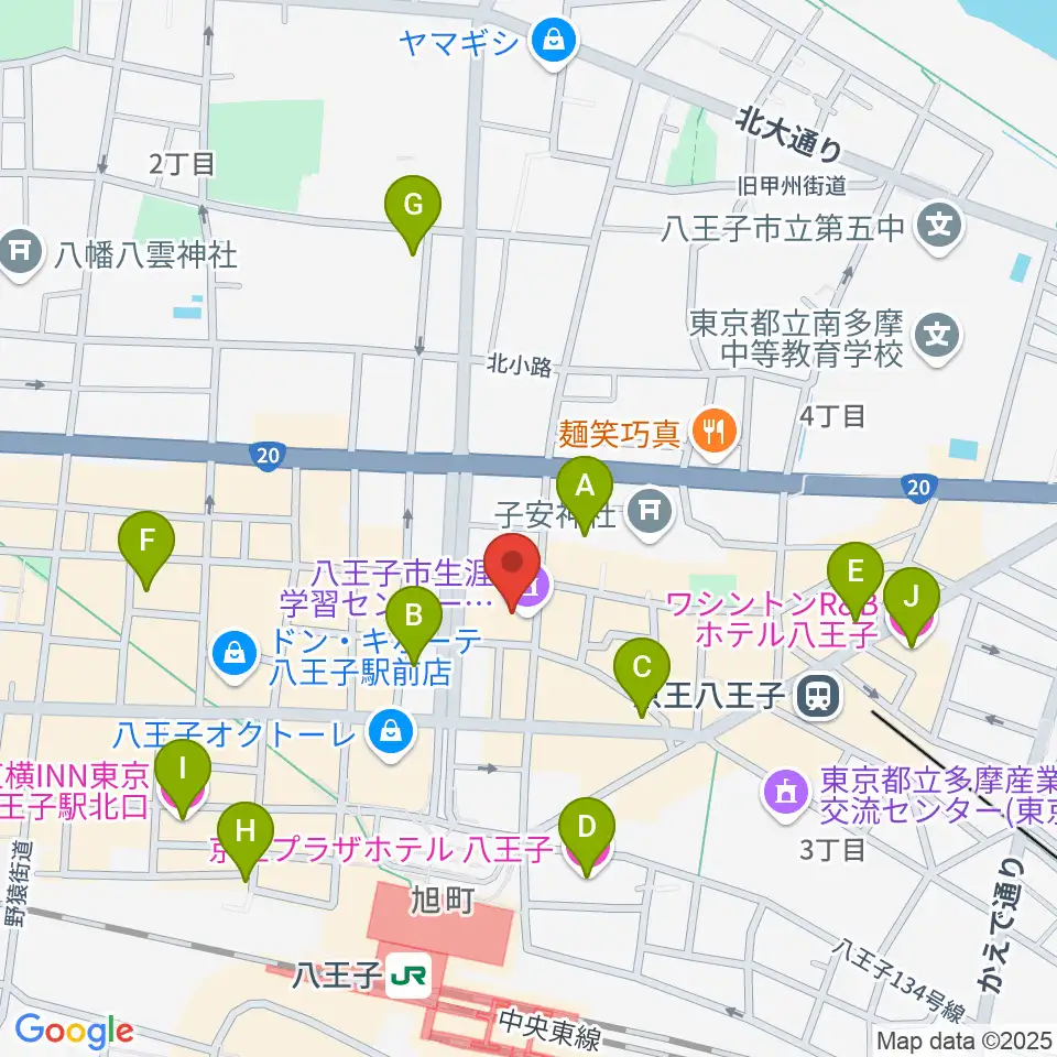 八王子クリエイトホール周辺のホテル一覧地図