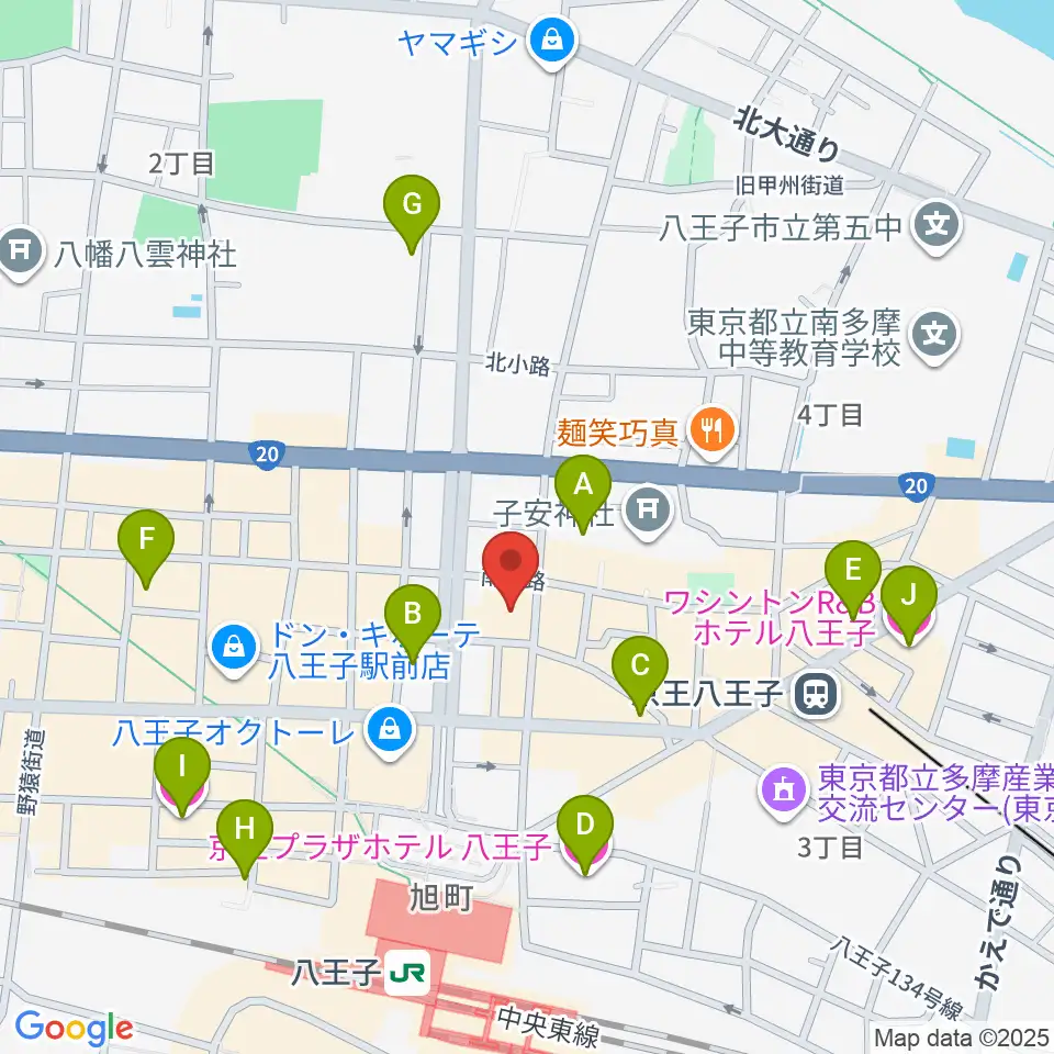 八王子クリエイトホール周辺のホテル一覧地図