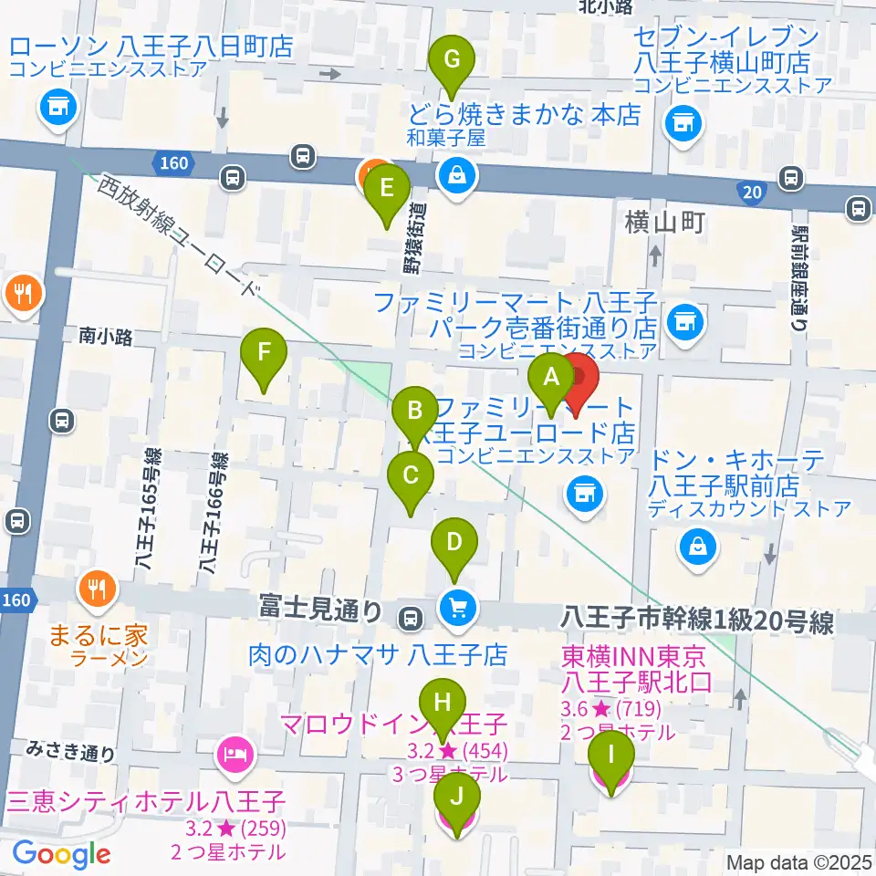 八王子ブッチャー周辺のホテル一覧地図