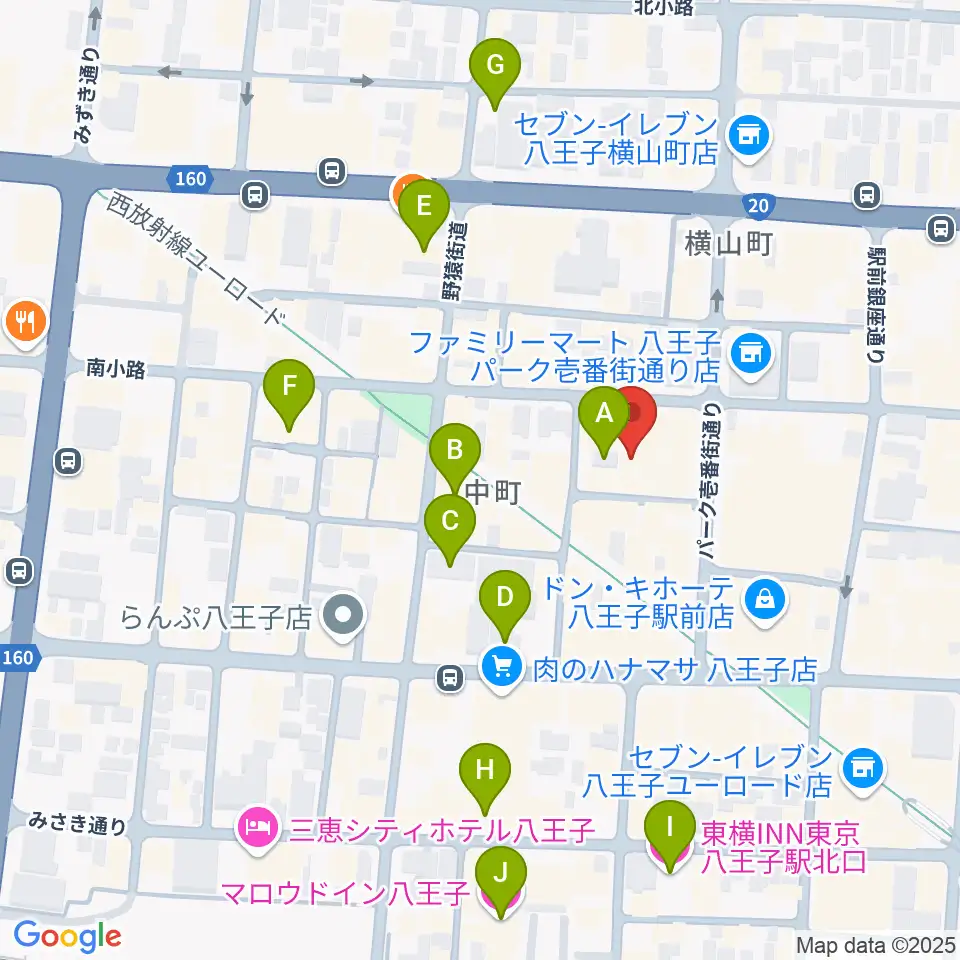 八王子ブッチャー周辺のホテル一覧地図