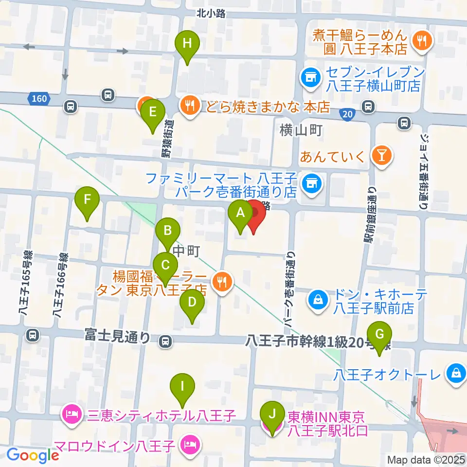 八王子ブッチャー周辺のホテル一覧地図