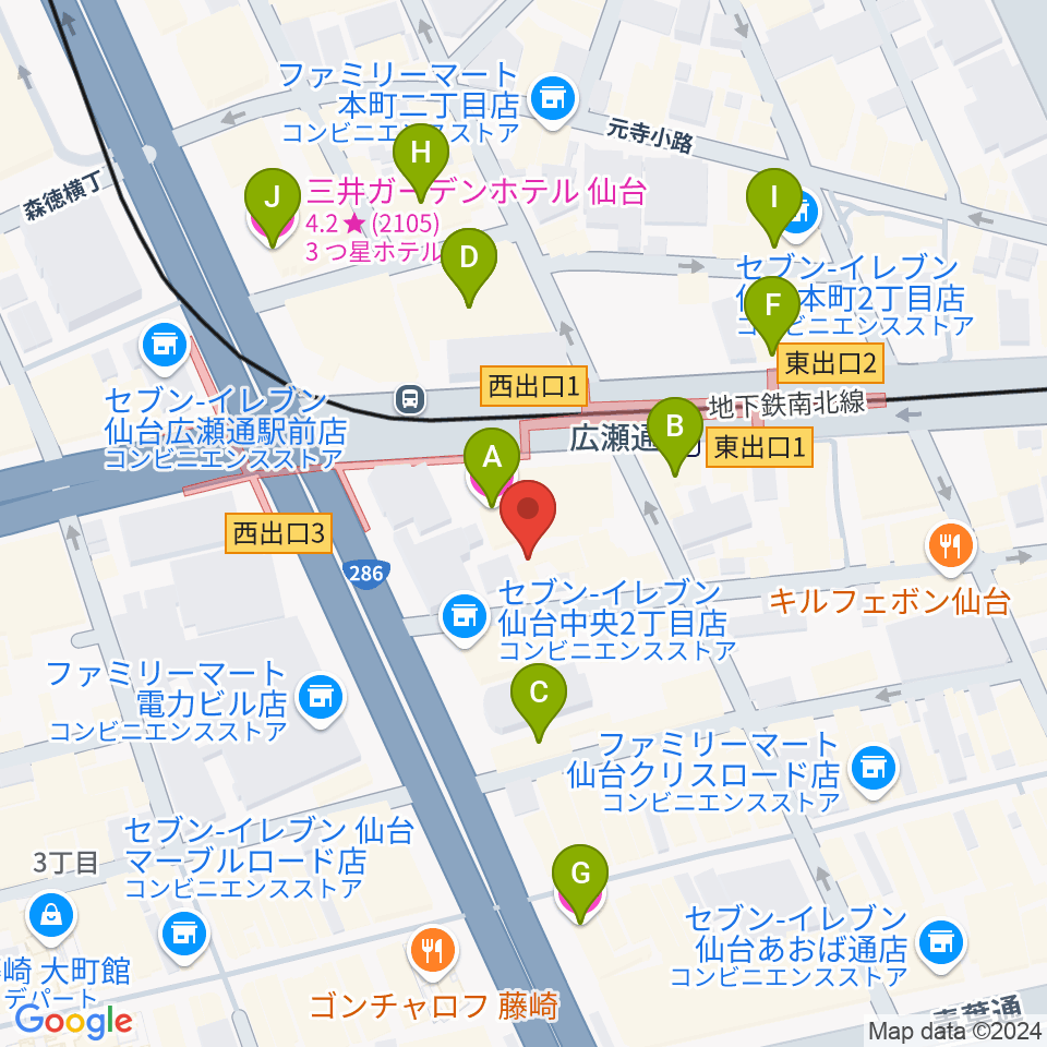 仙台ルフラン周辺のホテル一覧地図