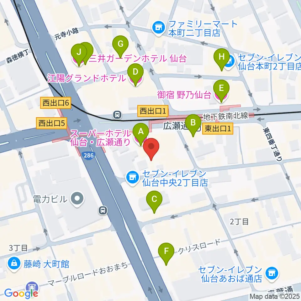 仙台ルフラン周辺のホテル一覧地図