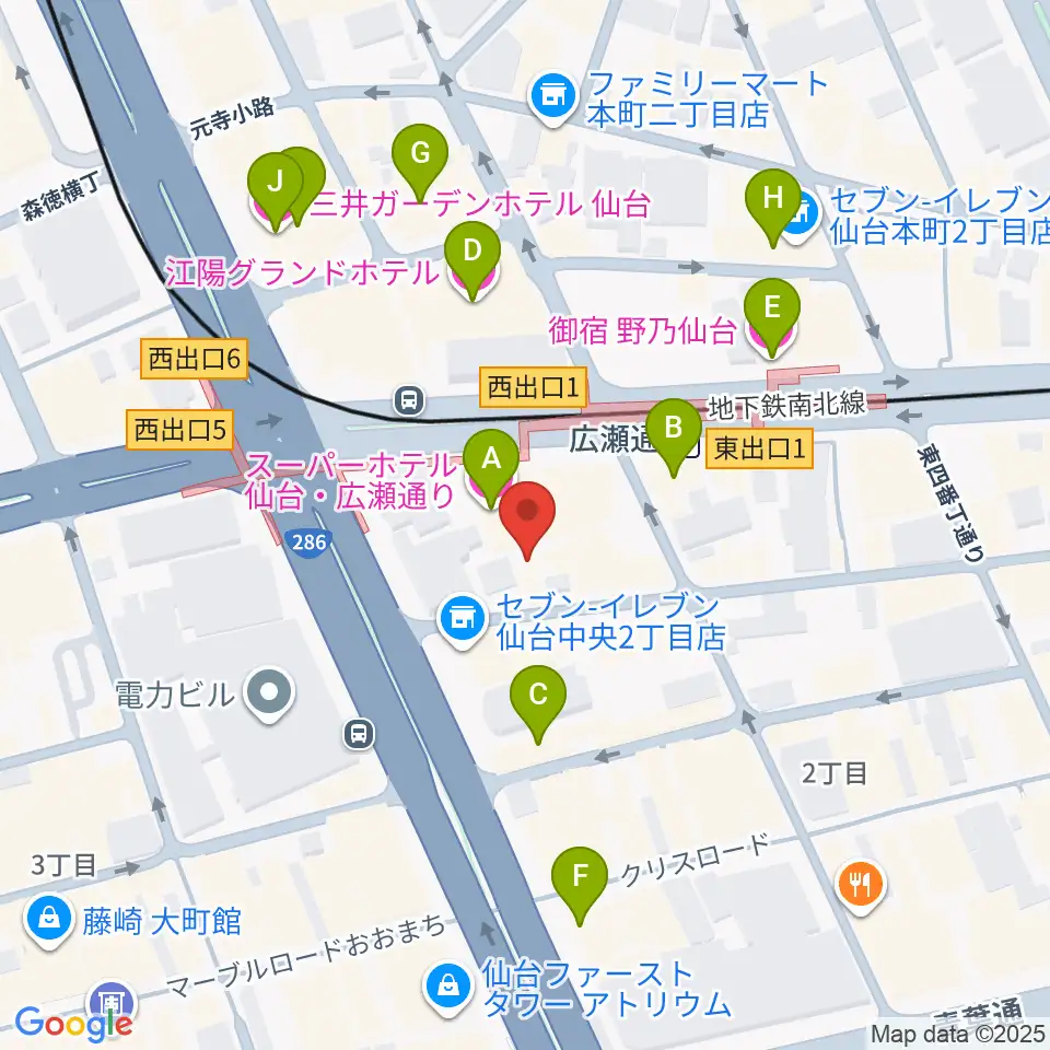 仙台ルフラン周辺のホテル一覧地図