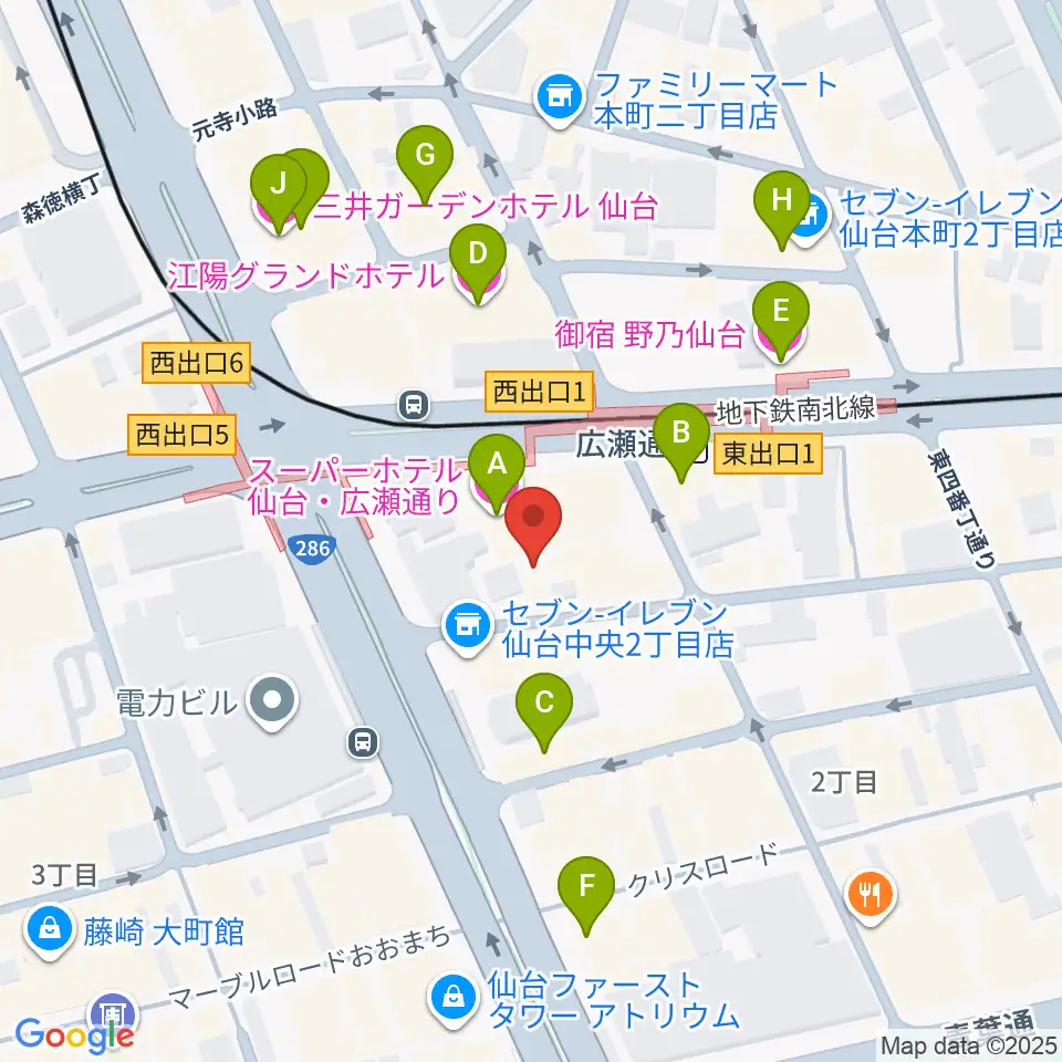 仙台ルフラン周辺のホテル一覧地図