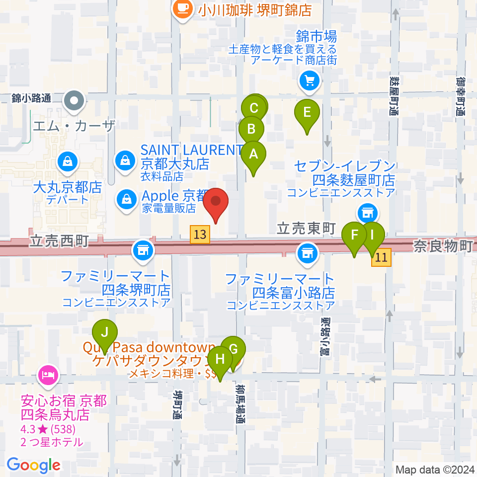 京都MUSE周辺のホテル一覧地図