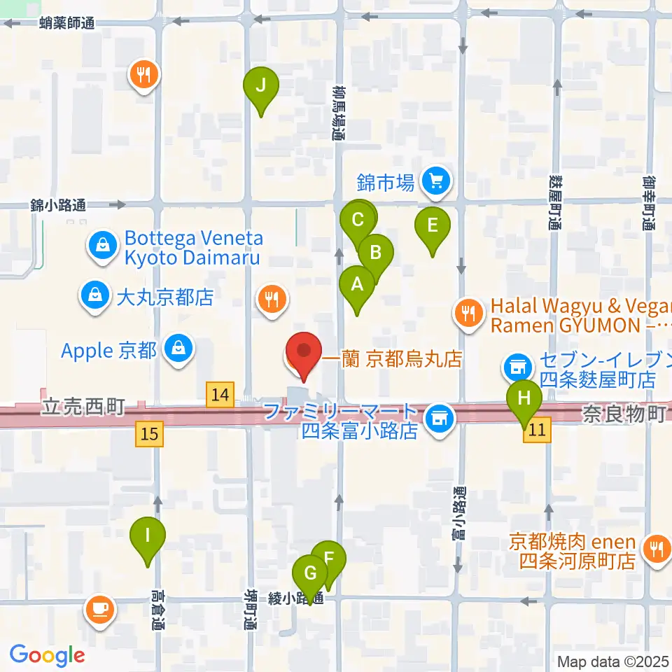 京都MUSE周辺のホテル一覧地図