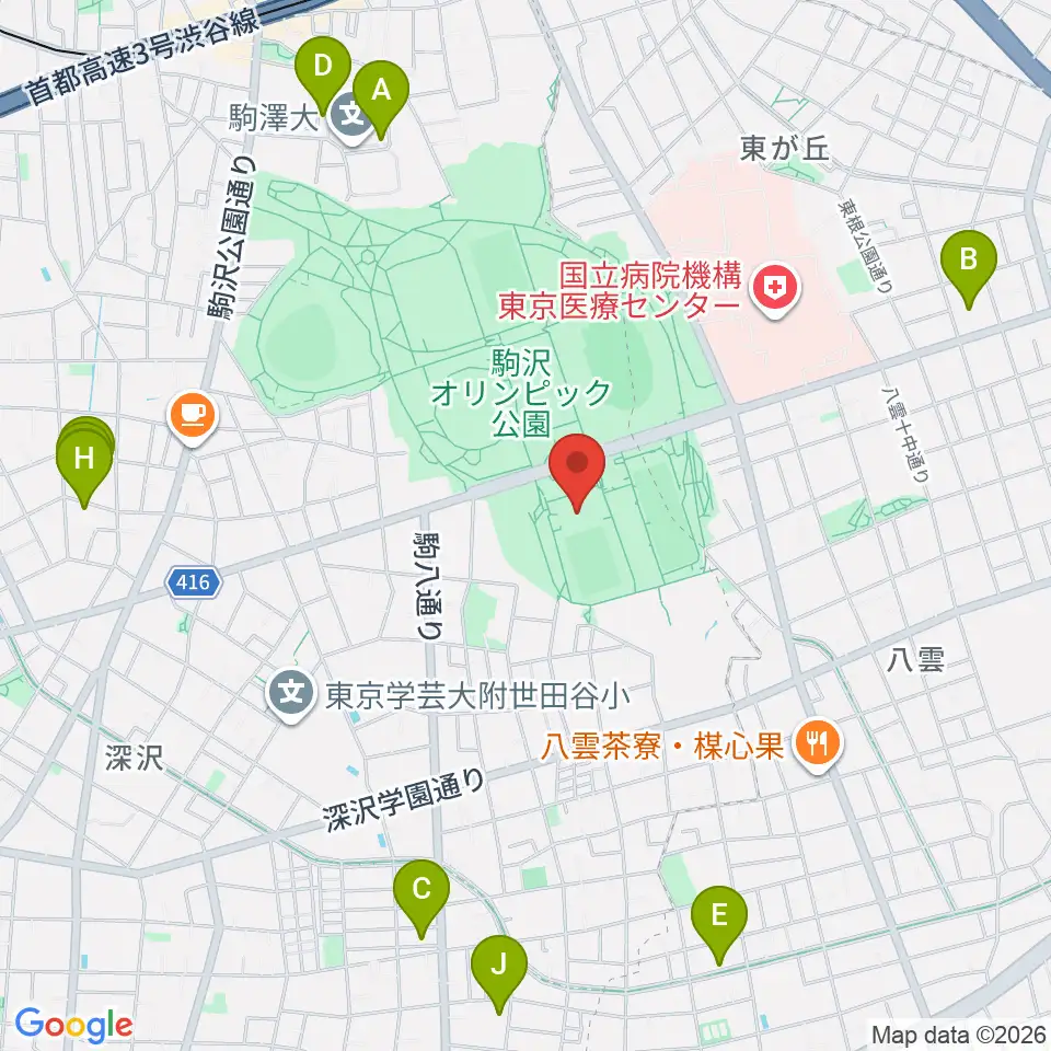 駒沢オリンピック公園 屋内球技場 周辺のホテル一覧マップ