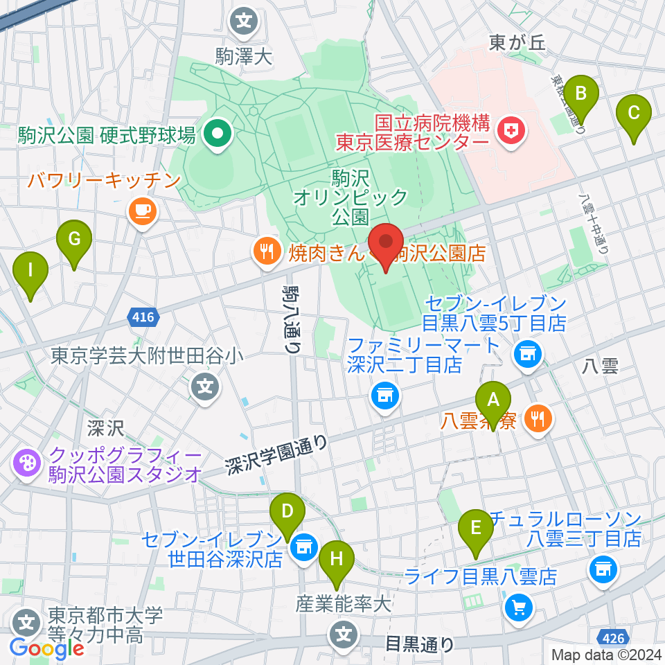 駒沢オリンピック公園屋内球技場周辺のホテル一覧地図