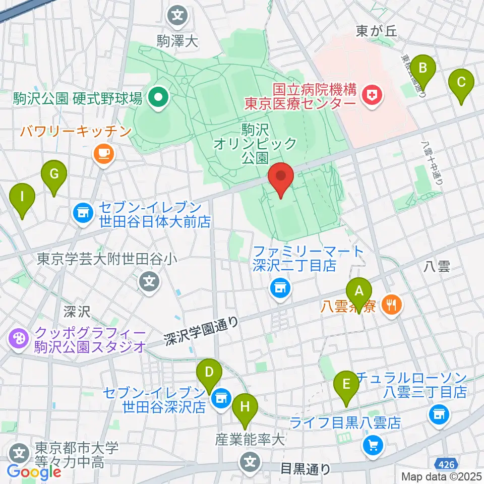 駒沢オリンピック公園屋内球技場周辺のホテル一覧地図