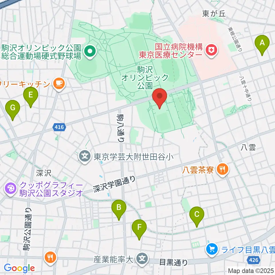 駒沢オリンピック公園屋内球技場周辺のホテル一覧地図