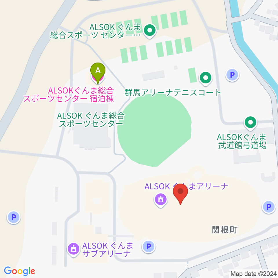 ALSOKぐんまアリーナ周辺のホテル一覧地図