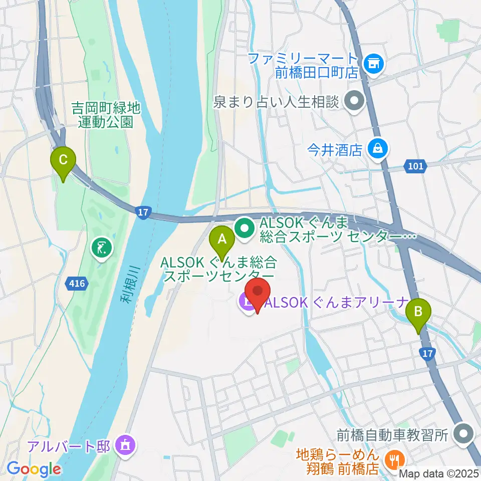 ALSOKぐんまアリーナ周辺のホテル一覧地図