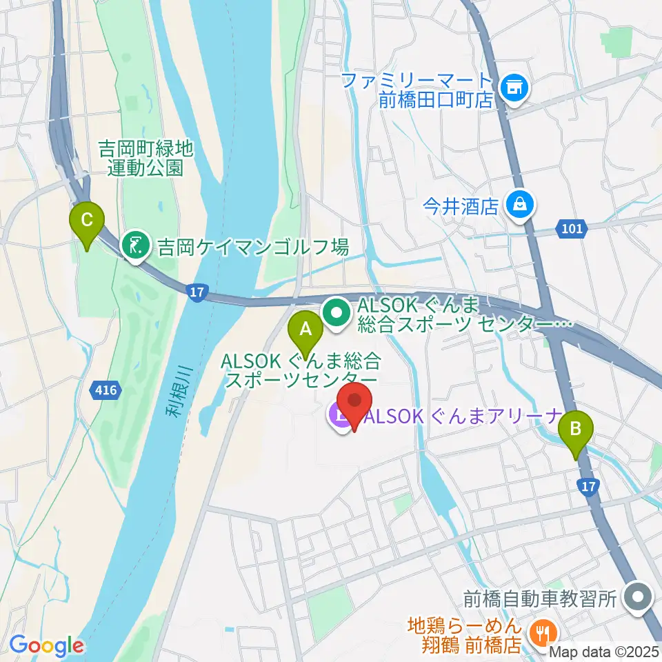 ALSOKぐんまアリーナ周辺のホテル一覧地図