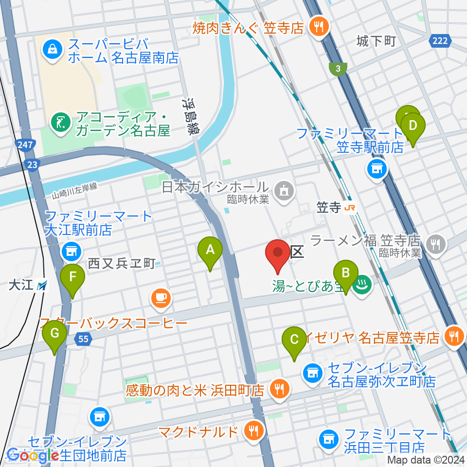 日本ガイシアリーナ周辺のホテル一覧地図