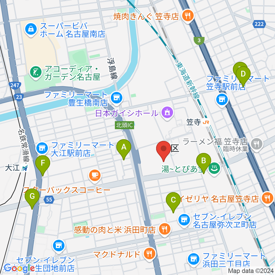 日本ガイシアリーナ周辺のホテル一覧地図