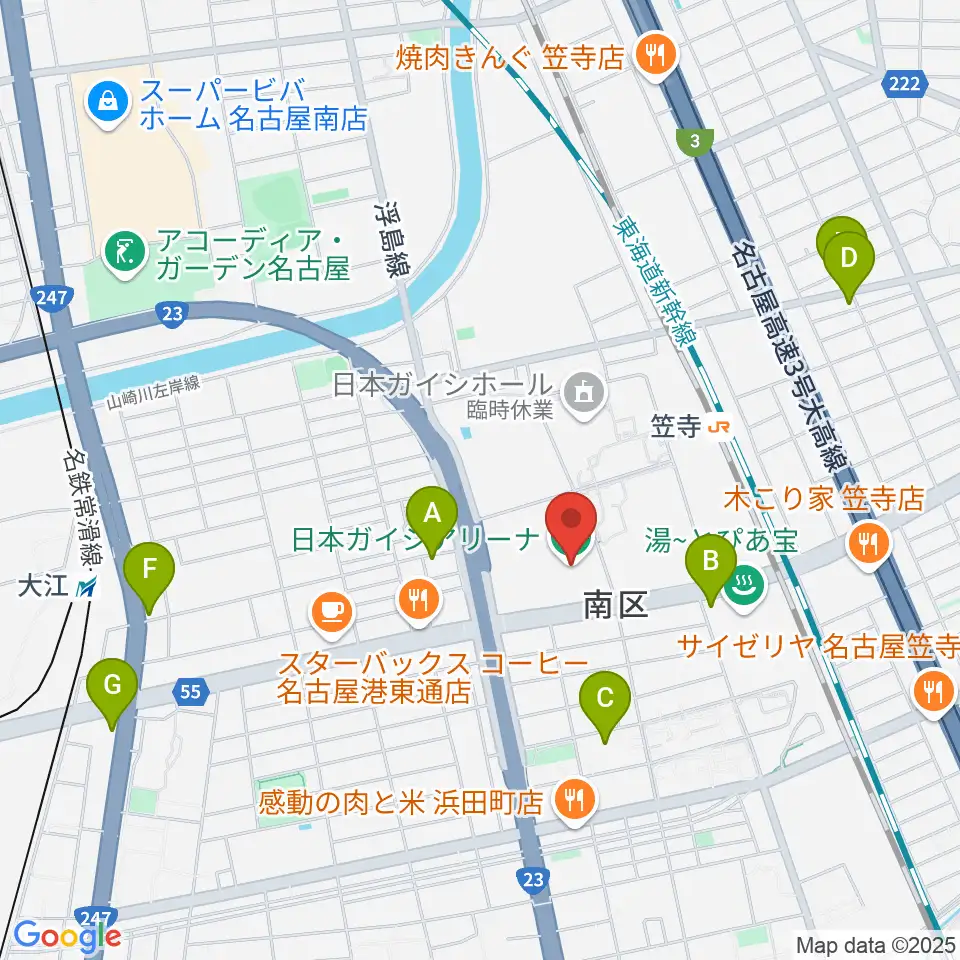 日本ガイシアリーナ周辺のホテル一覧地図