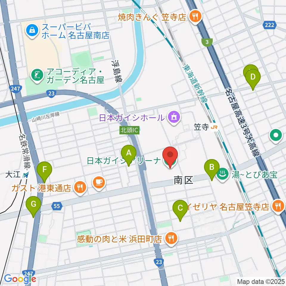 日本ガイシアリーナ周辺のホテル一覧地図